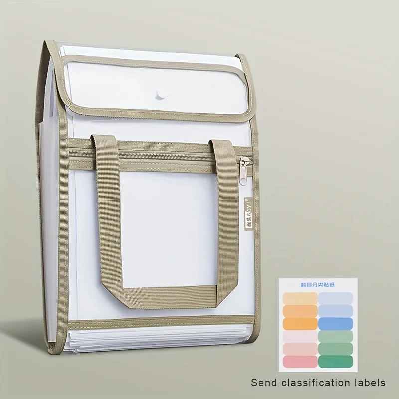 مجلد ملفات قابل للتوسيع مكون من 13 جيبًا - حجم حرف A4، قماش متين متعدد الألوان مع سحاب وأشرطة مقبض للفصول المكتبية