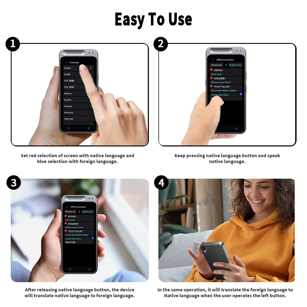 Z6 Language Translator Device supports Two-way Real-time Translation in 138 Languages 4.1-inch HD Touchscreen Translation