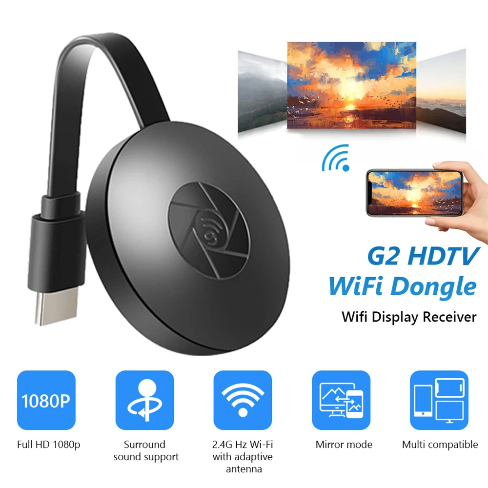 WiFi Display Dongle TV Stick, 1080P, HDTV, Tela Espelho para IOS, Android, Airplay, Miracast Telefone para Monitor de TV HD