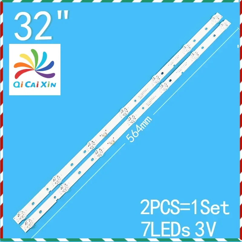 

New 2PCS/lot 564mm 7LEDs 3V For 32" LCD TV RF-AZ320E30-0701S-10 A1 YAL13-00730300-14 32x6 SDL320HY BD0-312 Backlight Strip