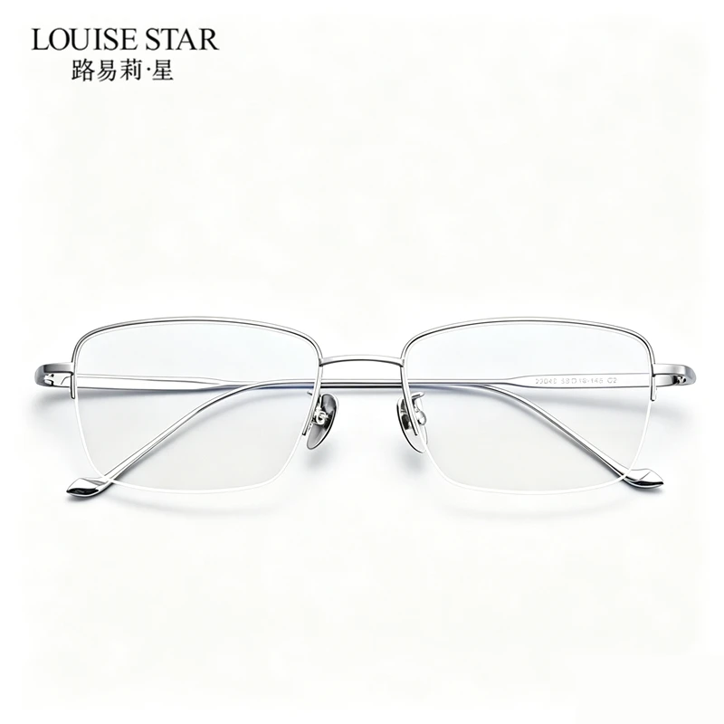 LOUISE STAR Pure Titanium Half Frame Glasses Frame Men's Prescription Glasses Anti Blue Light Progressive Multi Focus
