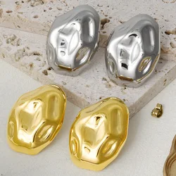 Irregular Geometry Stainless Steel Ear Studs For Women Accessories Real Gold Plated Jewelry With Earplugs No Fade Earrings Gift
