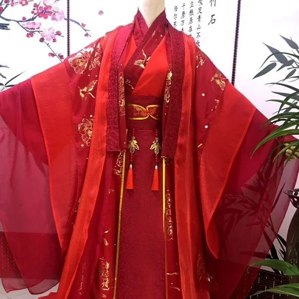 Demon Master Cos Forgotten Envy Wedding Dress Red and Gold Ancient Style Wedding Dress Wei Wuxian Cos Blue