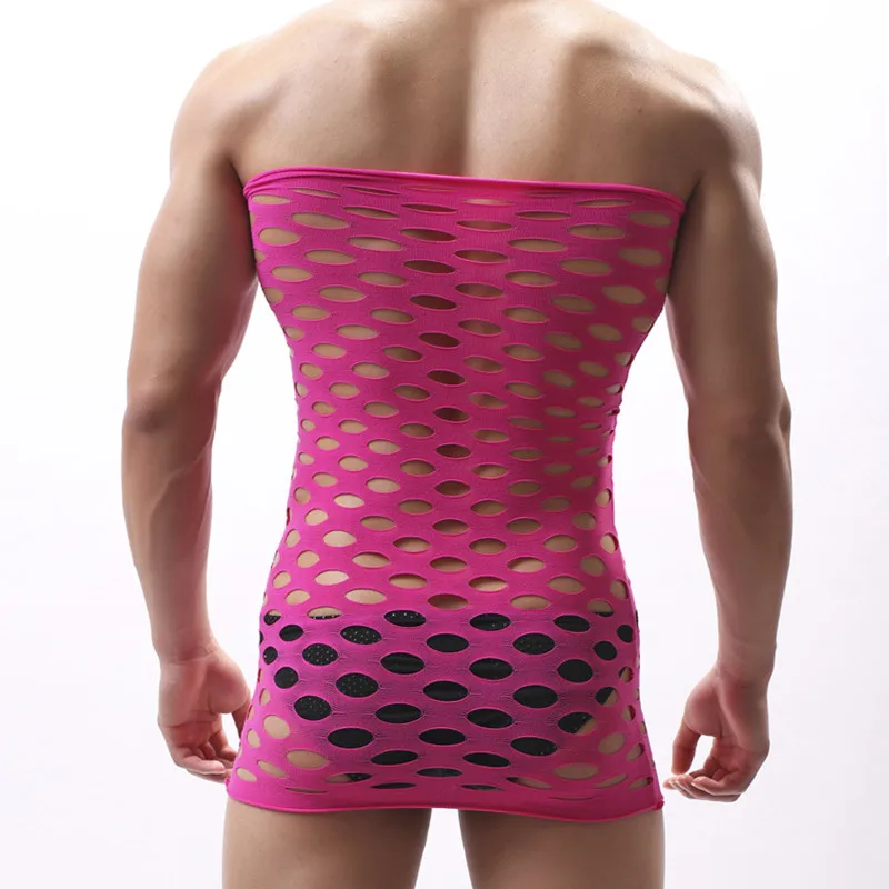 Pijama corto de malla para hombre, calcetín de una pieza, top de color de baile, calcetines elásticos transparentes