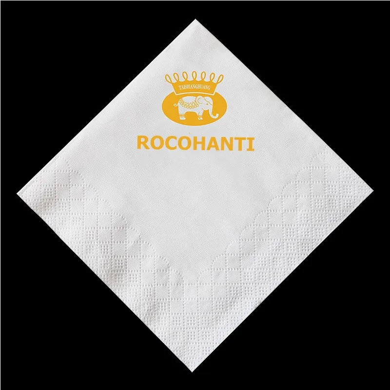 

100pcs Hot Selling Coin Printed Paper Napkins Custom Virgin Wood Pulp Disposable Napkin Tissue Paper 23x23cm