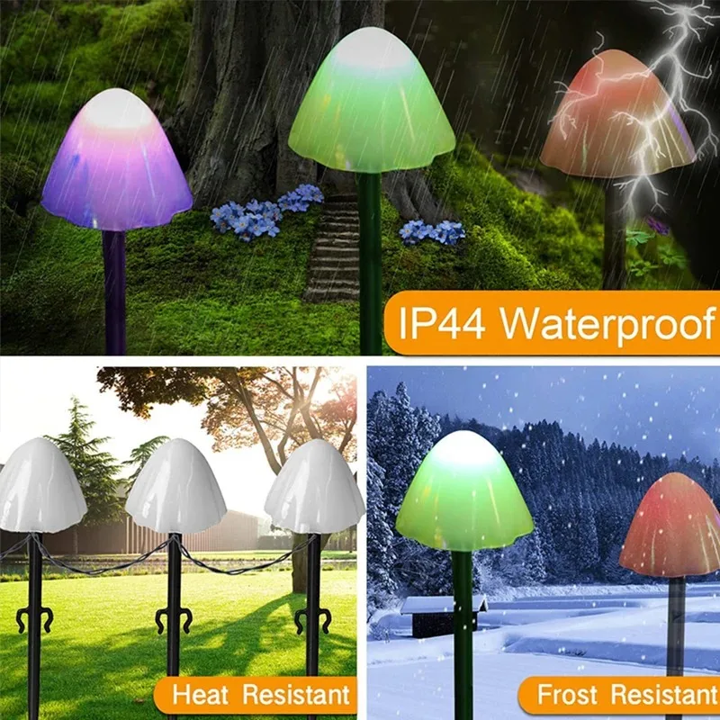 Imagem -06 - Cogumelo Led Fairy Lights String para Jardim Lâmpadas Solares Decoração da Paisagem Lâmpadas para Pátio Terraço Caminho ao ar Livre