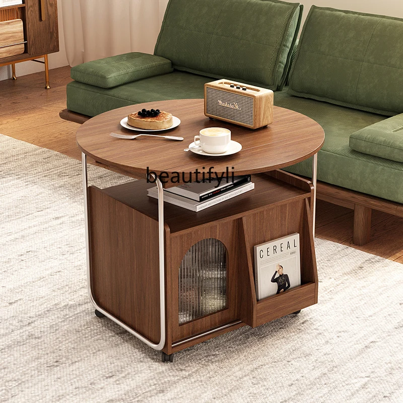 

Modern Light Luxury Portable Small Coffee Table Small Apartment Living Room Sofa Side Table Side Cabinet Foldable Simple