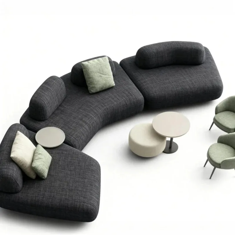 

Italian cream style fabric sofa living room modern simple island tofu free combination module light luxury high sense