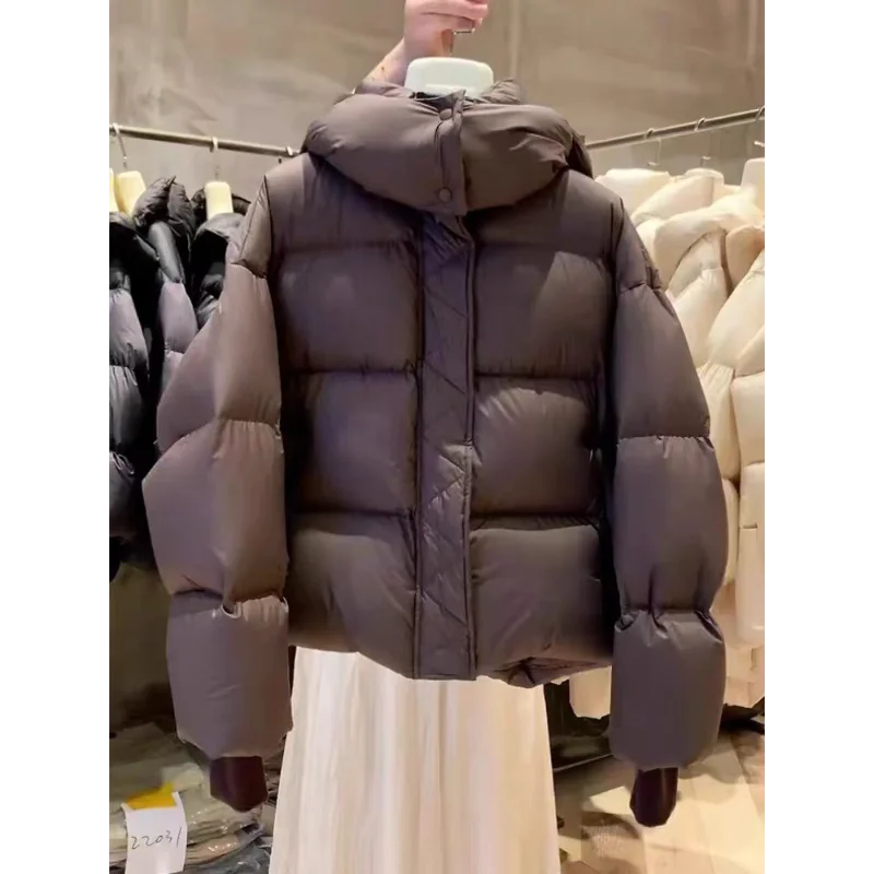 Vrouwen Winterjassen Vrouw Korte Down Jassen Mode Losse Verdikking Warme Capuchon Parka Jas Lange Mouw Tops Warme Bovenkleding