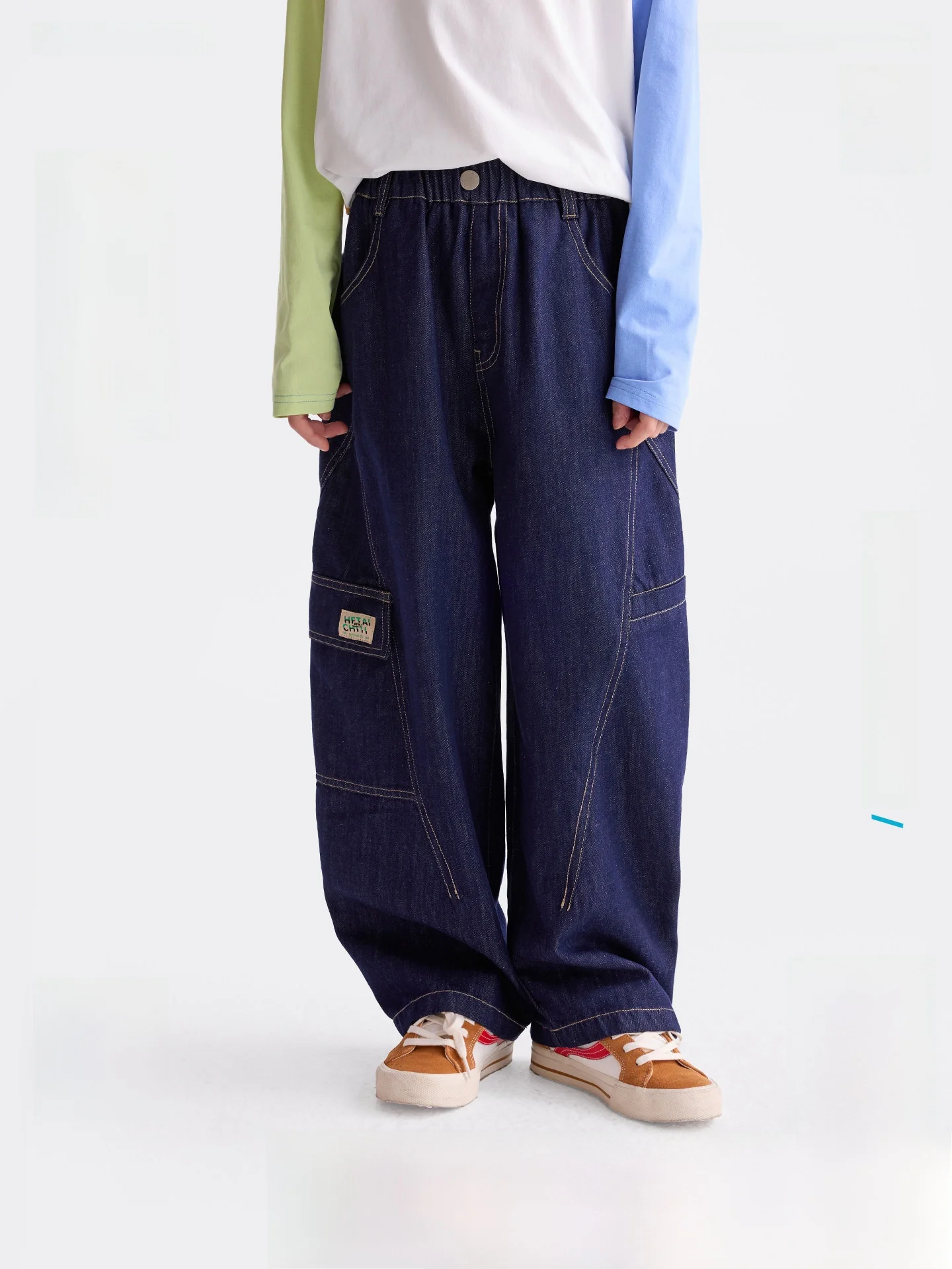 

Versatile Straight Leg Workwear Jeans Children's Clothing Spring New Arrival Unisex Long Pants for Middle Children