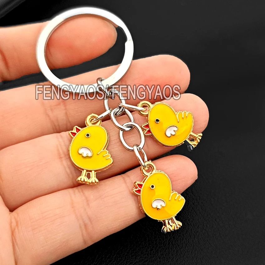 Cute Chick Keychain House Enamel Hen Keychains Lovely Animal Key Chain Gift for Friend