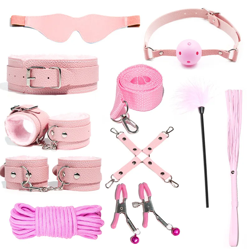 Ensemble de jouets sexuels pour adultes, BDSM, SM, SSashBondage, Ensemble de retenue, Menottes moelleuses, Mancommuniste de rinçage, Continents, réinitialisation, Bâillon buccal, Bandage, 18 +