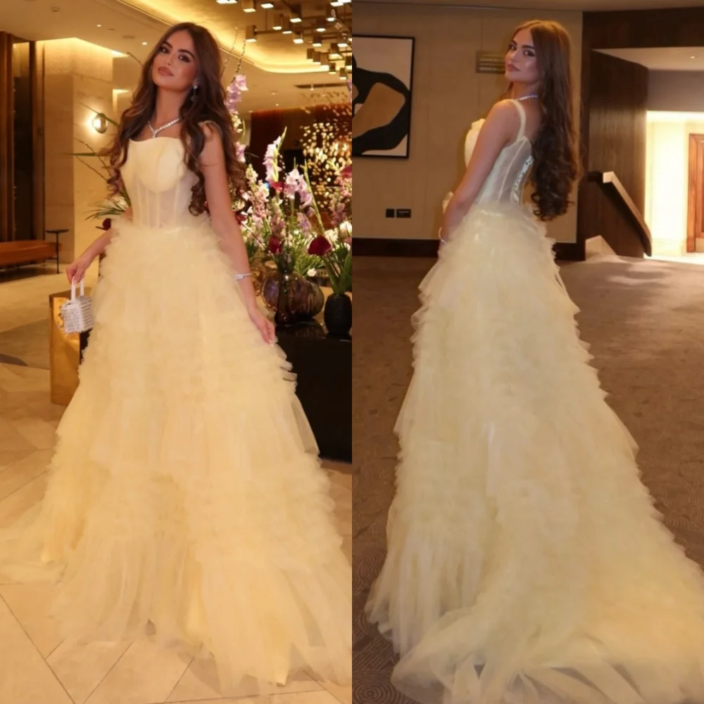 Customized Elegant Net Pleat A-line Strapless Long Dresses Bespoke Occasion Celebrity Matching Modern Style