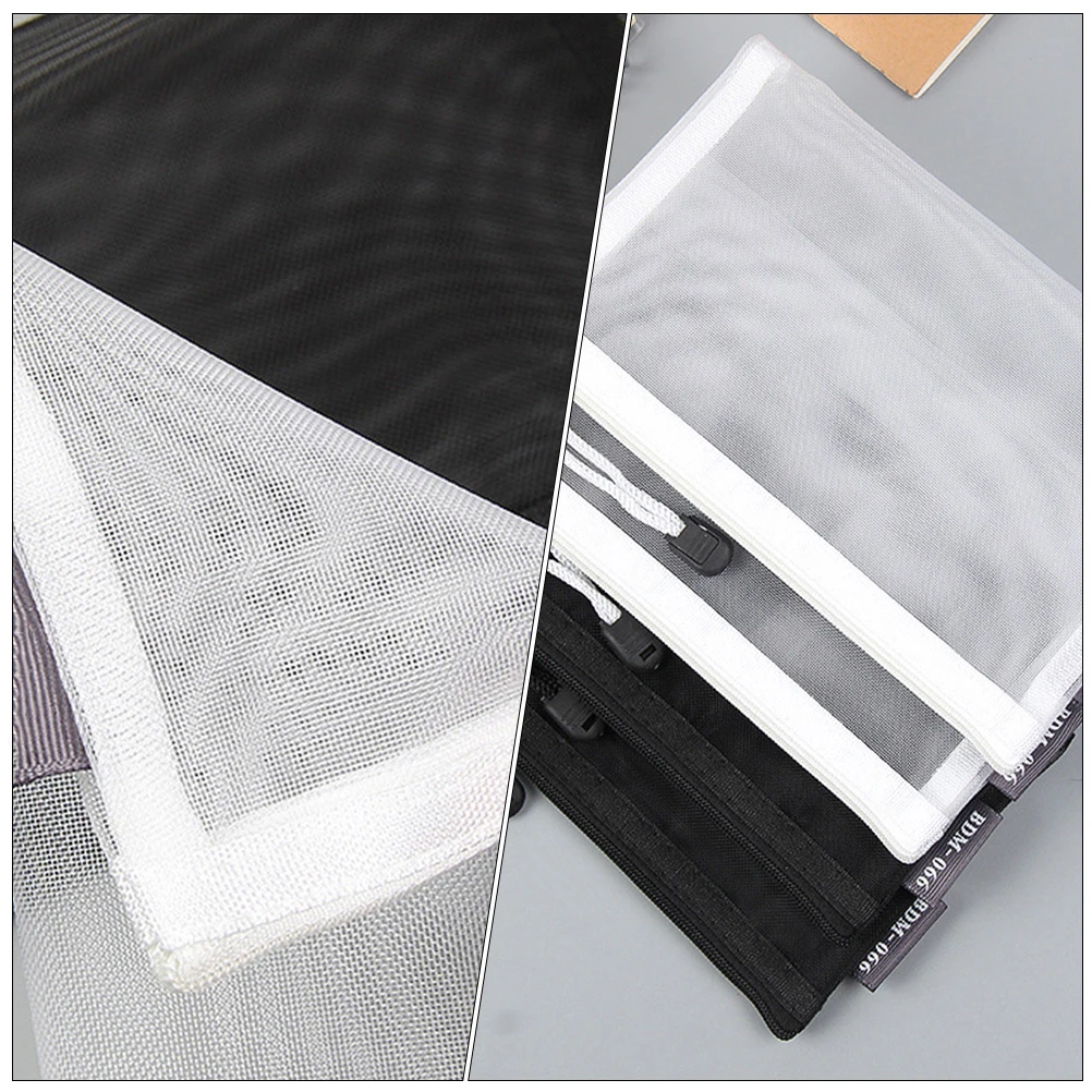 

3pcs Large Capacity Zippered Pencil Case Nylon Mesh Bag Portable Pen Holder For School s Adults Graduation Gift