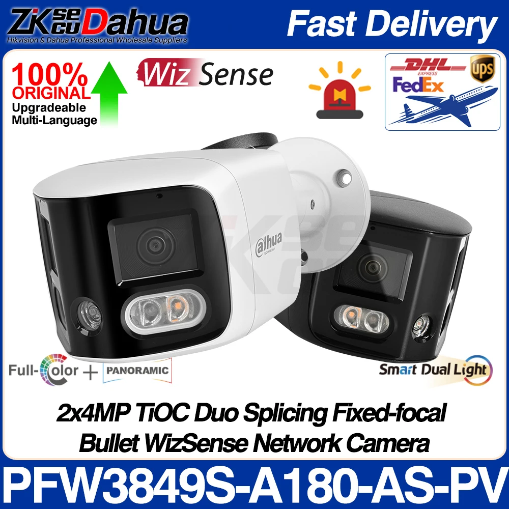 

Dahua IPC-PFW3849S-A180-AS-PV 2x4MP TiOC Duo Splicing Fixed-focal Bullet WizSense Network Camera 180° 8MP Sound&Light Alarm CCTV