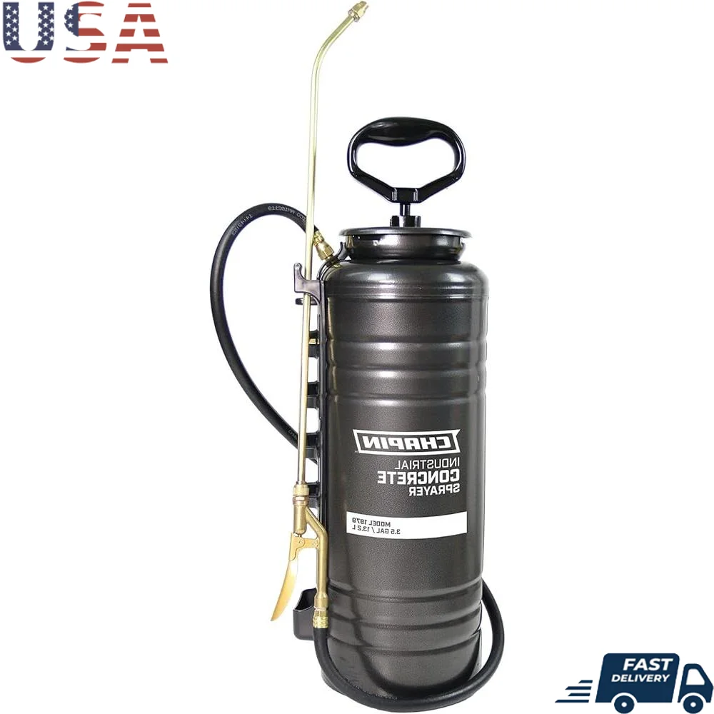 

3.5-Gallon Concrete Sprayer Tri-Poxy Tank Brass Pump Chemical Resistant Seals Wide Mouth Easy Filling Professional Applications
