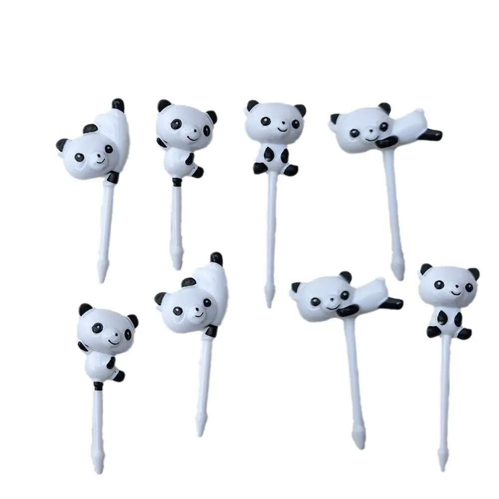 8/10Pcs Panda Animal Fruit Fork Food Grade Plastic Lunch Party Kids Bento Decoration Bento Cake Fruit Accessories Toothpick I3K4