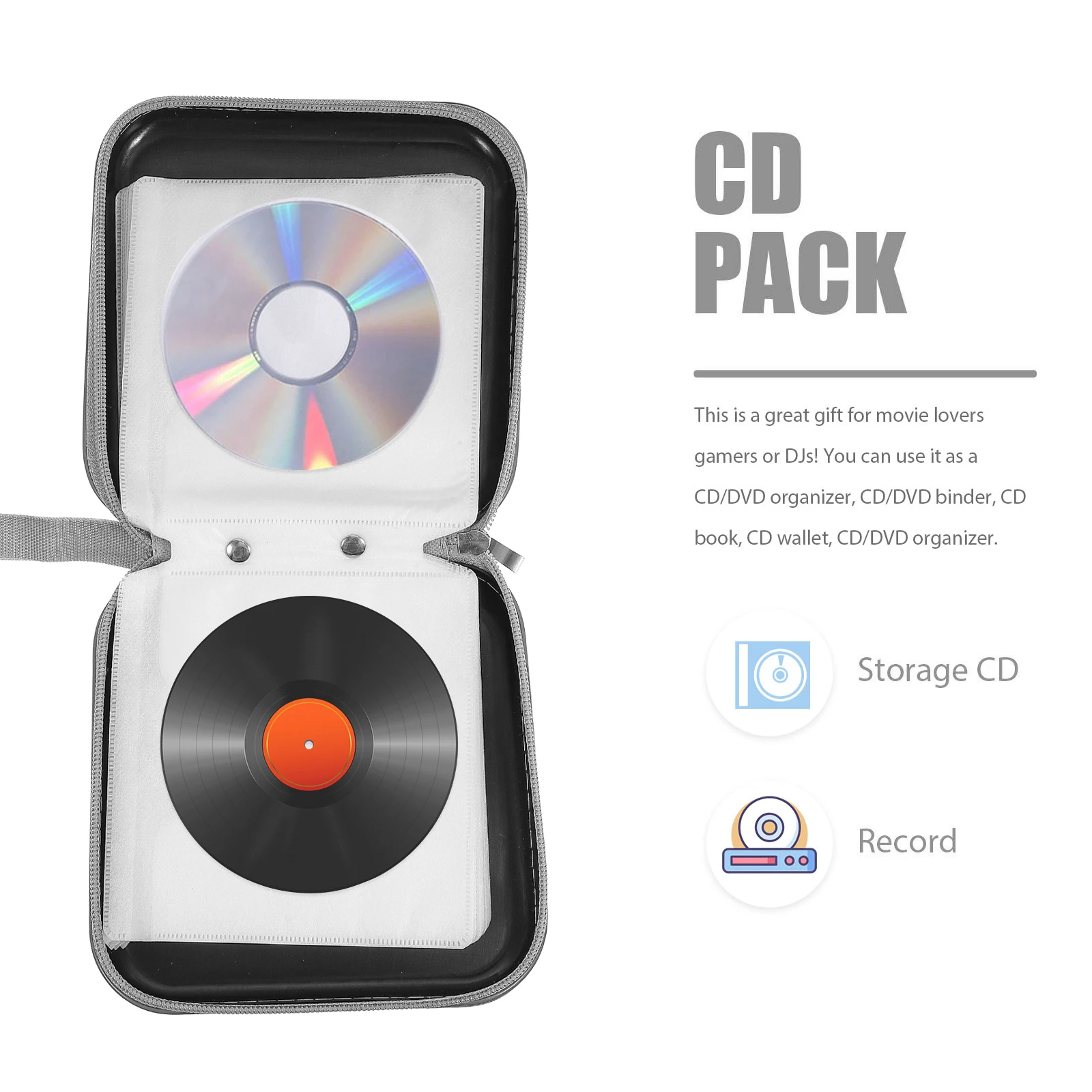 

2Pcs Cd Dvd Storage Pouch 40 Discs Rugged Design Secure Zipper Closure Slim Lightweight Case for Travel Home Organization