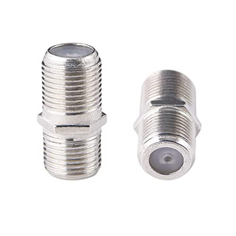 100 Pack Coaxial Cable Connector Ftype Silver Plated Adapter Female To Female For TV Cables, VCR