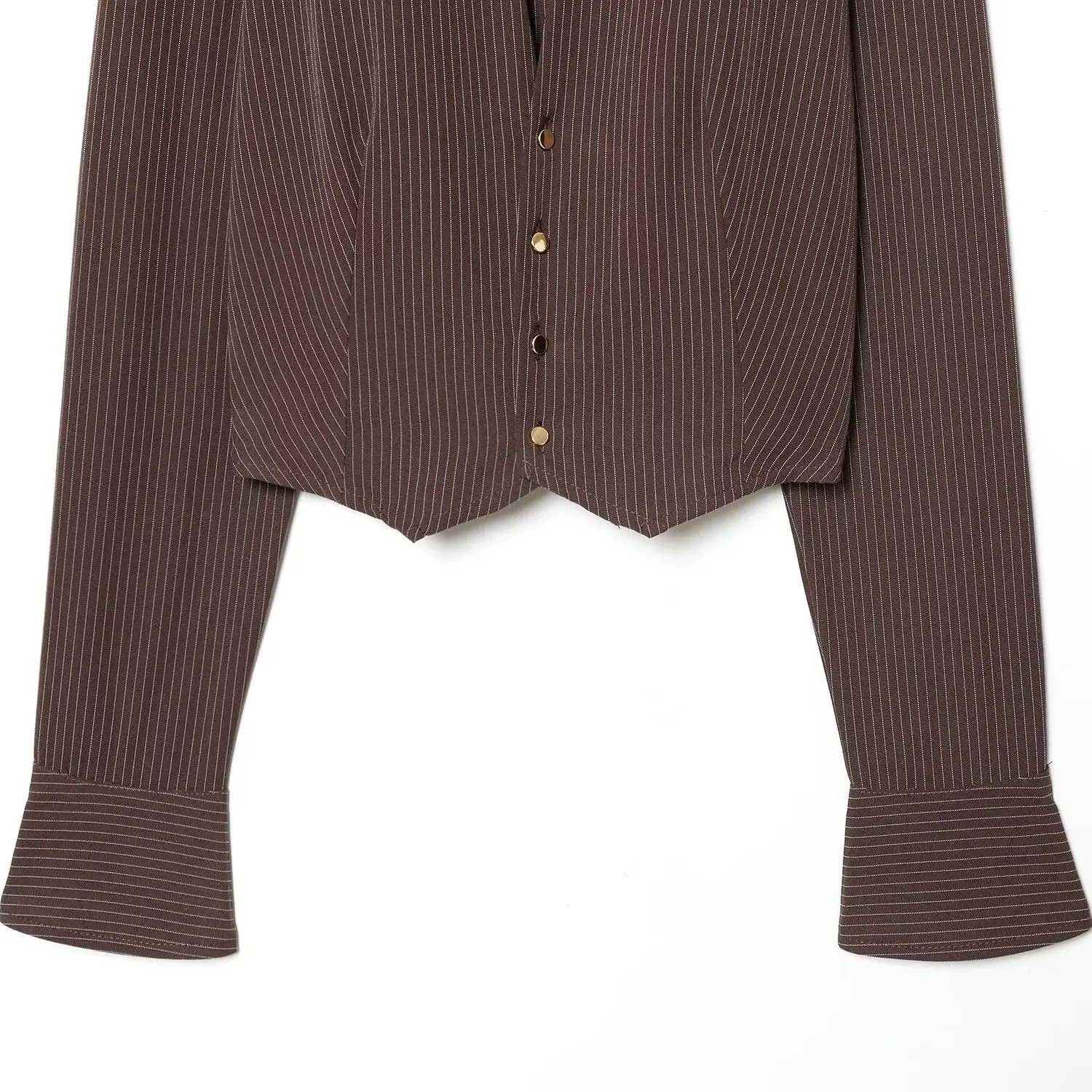 JNLEAOG Faionable ort Listrado oulder Pad irt para Mulheres Outono Novo Sle Loose Fit Longo Sve Fibra de Poliéster