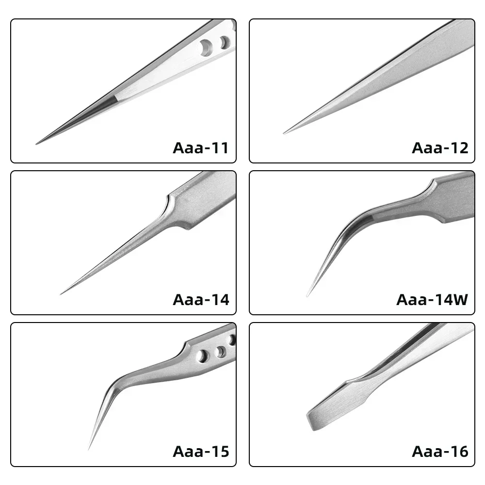 Precision Industrial Tweezers Anti-static Magnetic Curved Straight Tip Stainless Forceps For Electronics Soldering Hand Tools