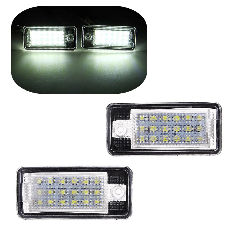 2Pcs 18 LED Car Number License Plate Lights Lamps White For Audi A3 S3 A4 S4 B6 A4 S4 B7 A6 C6 S6 Q7 A8 S8 D3 RS4 RS6