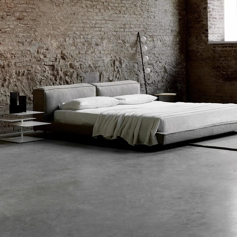 Italian minimalist fabric double bed, modern light luxury bedroom floor, small apartment 1.8 meters master bedroom wedding bed