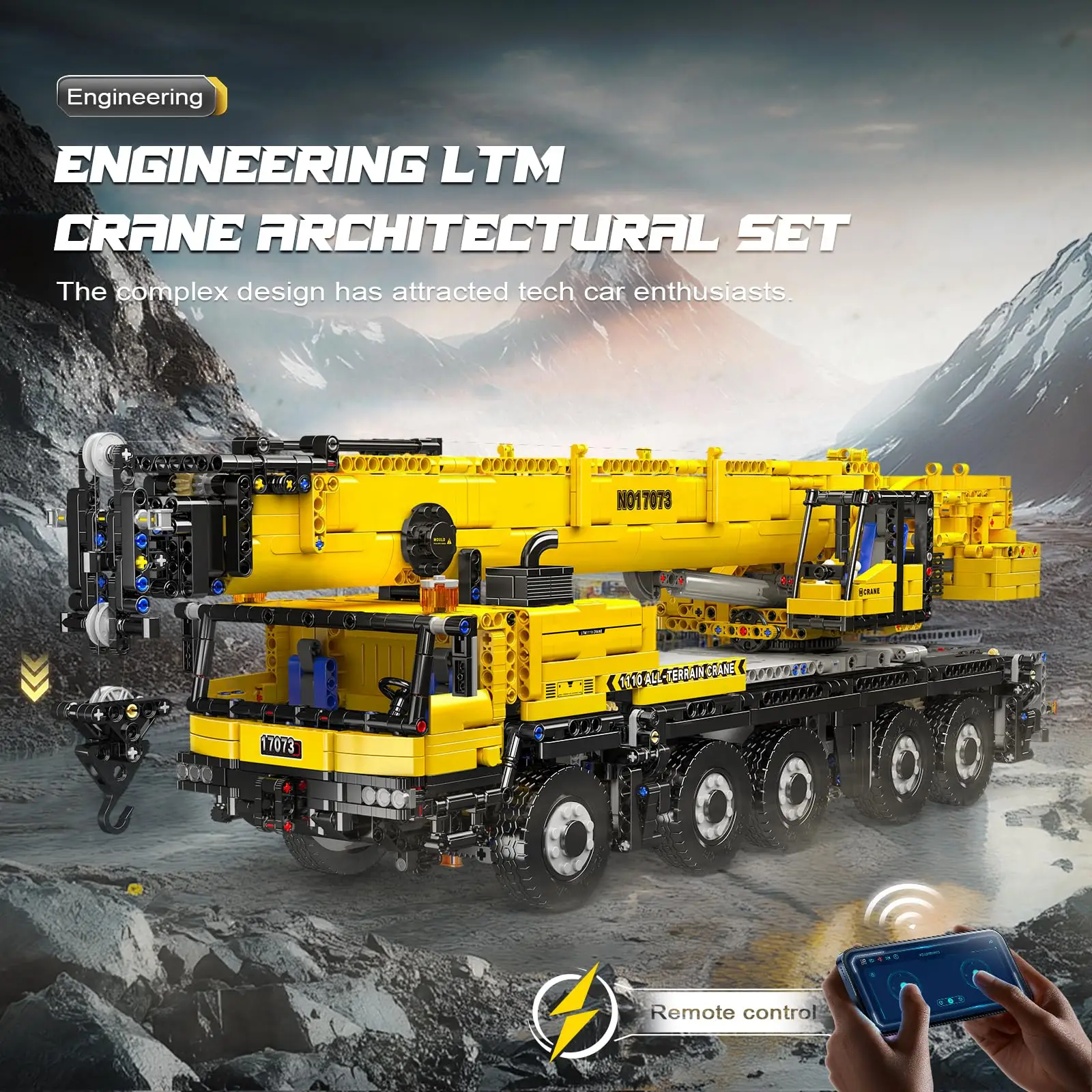 Mould King 17073 17074 Technical Car Toys The Remote Control LTM 1110 Crane Building Block Assembly Truck Brick Set Adults Gift