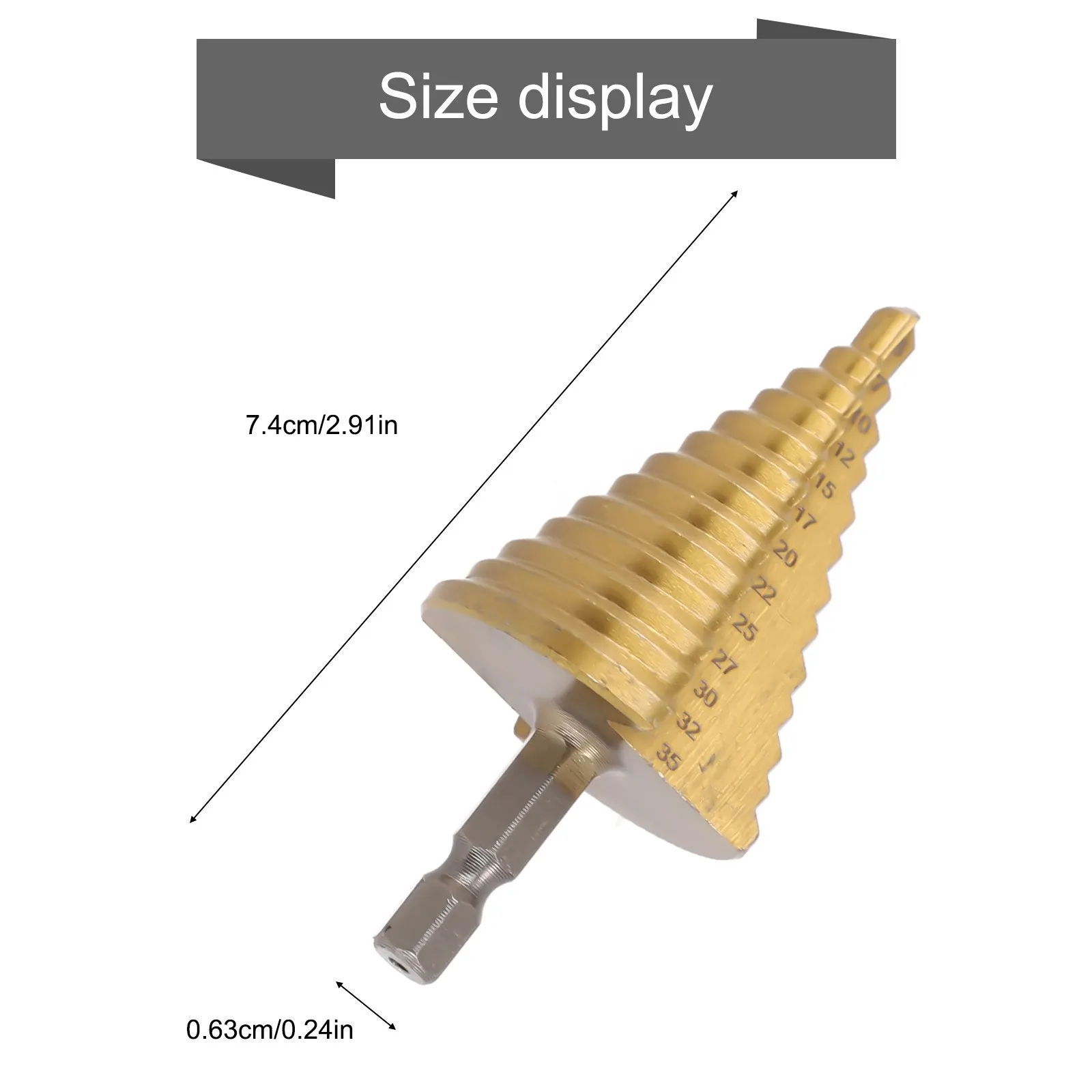 Strumento per trapano a gradino con scanalatura a spirale manico esagonale 23x13mm gambo 5-35MM manico esagonale trattamento con azoto nucleo in