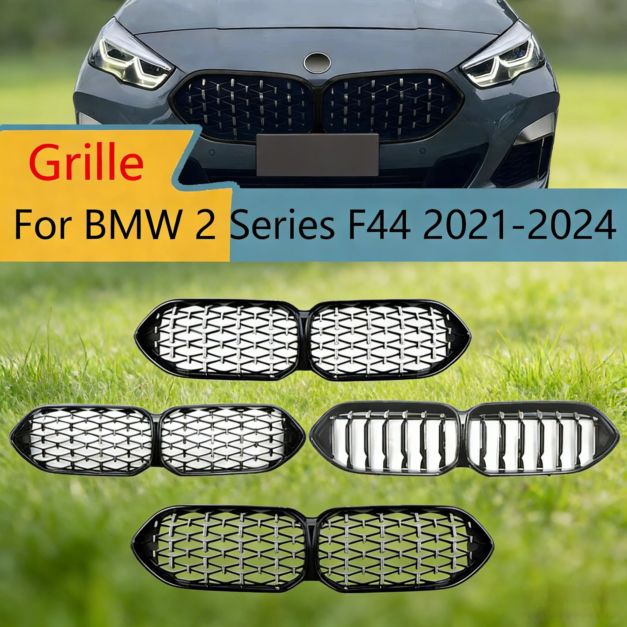 

For BMW 2 Series F44 2021-2024 Front Grill Grille New Style Kidney Grille Mesh Grid Replacement Auto Exterior Accessories