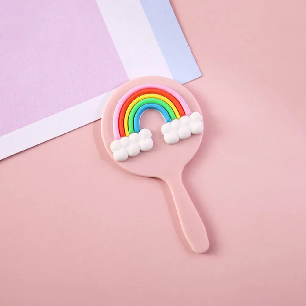 

4Pcs Compact Handheld Mirrors Decorated with Sweet Strawberry Rainbow Motifs Portable Mirror for Girls Safe Smooth Edges Easy to