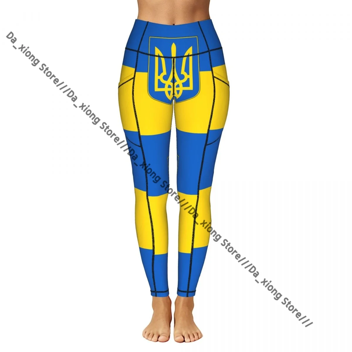 Women Slim Fit Yoga Pants With Pockets Flag Of Ukraine Hip Lifting Sports Fitness Pants