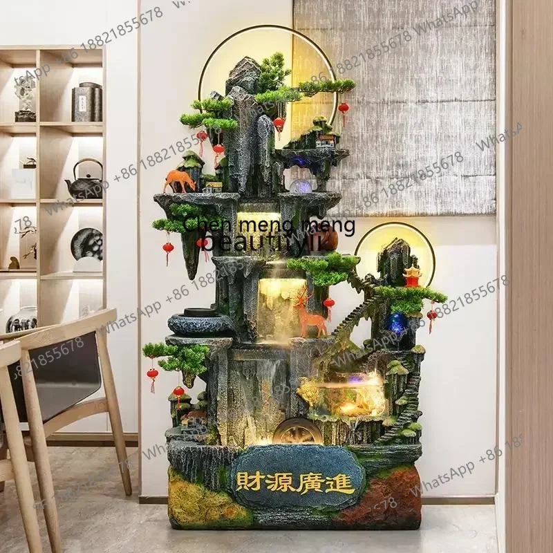 D178   Rockery flowing water ornament living room, floor-to-ceiling landscaping indoor waterfall, feng shui wheel office opened