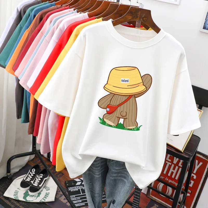 EBAIHUI Oversized T Shirts 100% Cotton Plus Size T Shirt Summer Top Tees Printed Japanese O Neck L-6XL Short Sleeve Tshirt Women