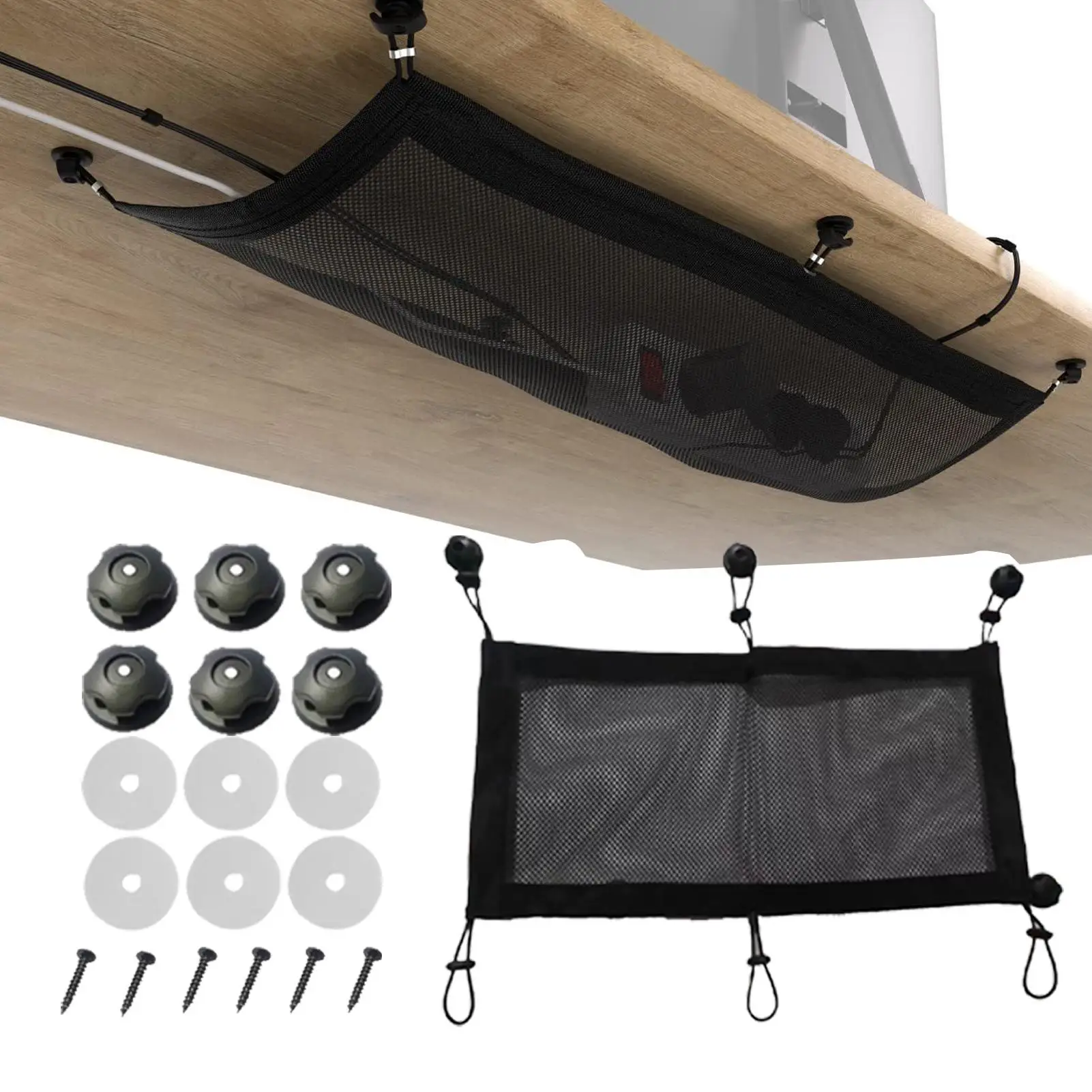 Cable Management Net Mesh Cable Storage Net organizer Under Desk Large Capacity Wire Storage Tray Large for Computer Table Home