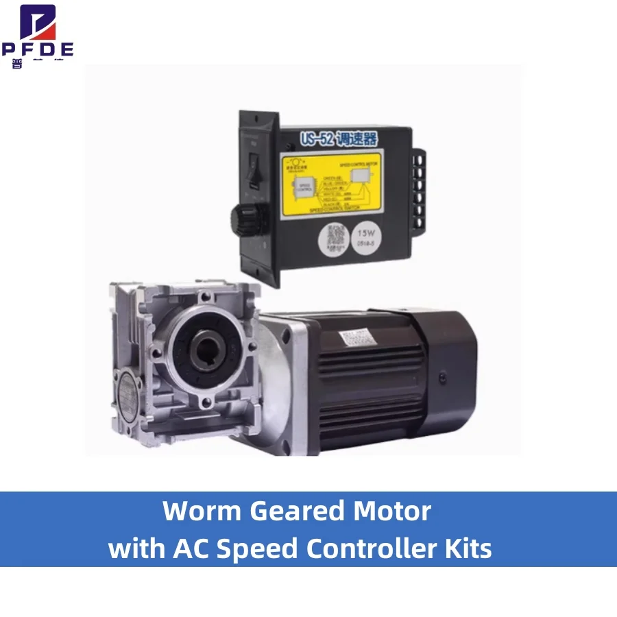 120W AC 220V  Worm Geared Motor gear box  13RPM to 270RPM Powerful Electric with AC Speed Controller Kits Output Shaft 18mm