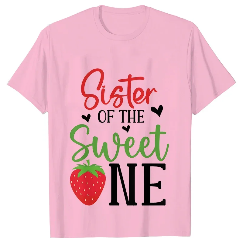 Sweet One Strawberry Birthday Party T-shirt Casual Top T Shirt Family Matching Girls 1st Birthday Graphic Adult Kids Tee T-Shirt