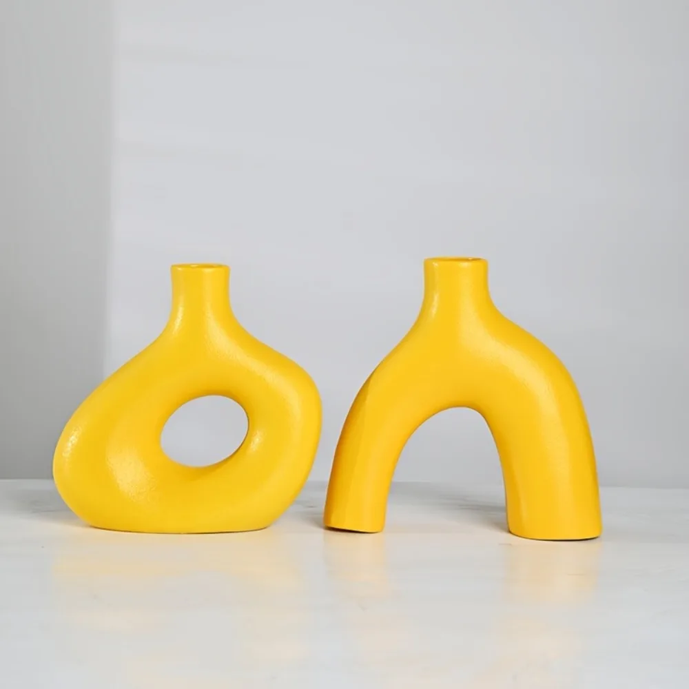 Ceramic vase flower arrangement ornament high-end niche living room entrance home decoration vase ceramic flower ware