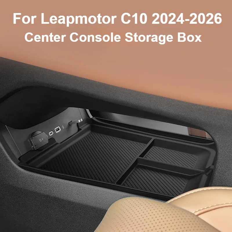 Center Console Lower Storage Box For Leapmotor C10 2024-2026 Armrest Storage Tray Organizer Case Car Interior Auto Accessories