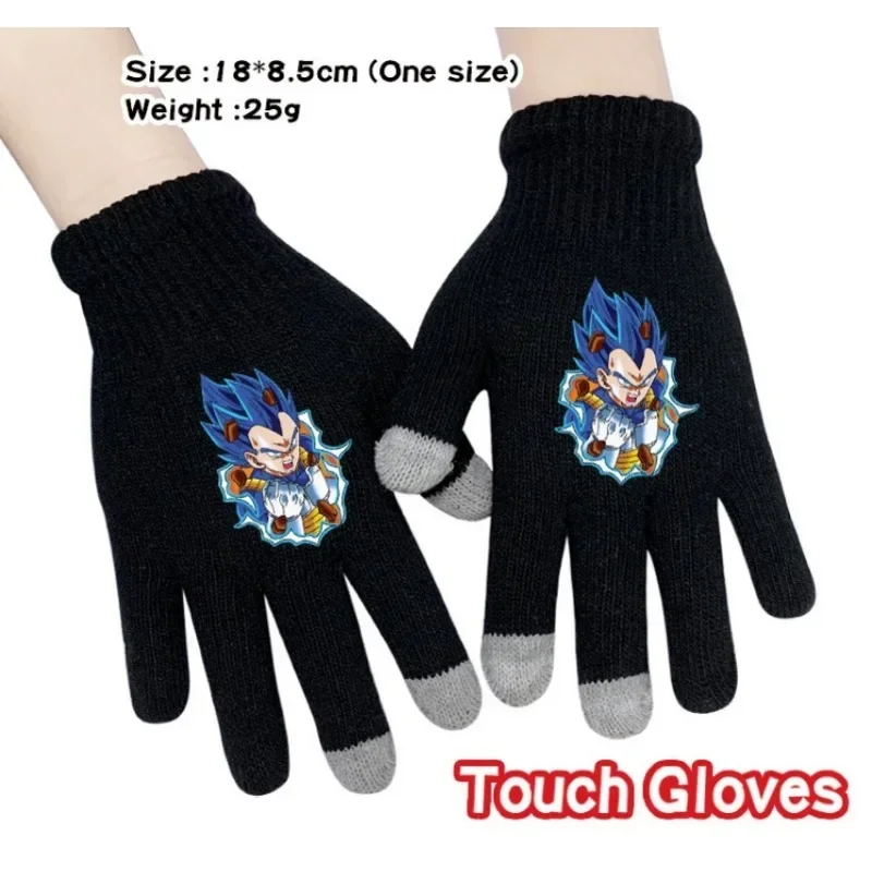 New Dragon Ball Digital Printing Warm Gloves Son Goku Fall and Winter Cold Warm Cartoon Anime Around Knitted Touch Screen Gloves