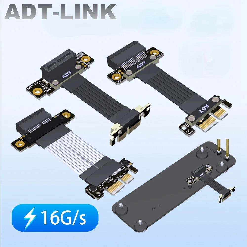 ADT K11SF New PCI-E X1 Riser Cable 90 Degree Connector PCIe 4.0 x1 Ribbon Cable PCI Express 1x Riser Card Mainboard GPU Extender