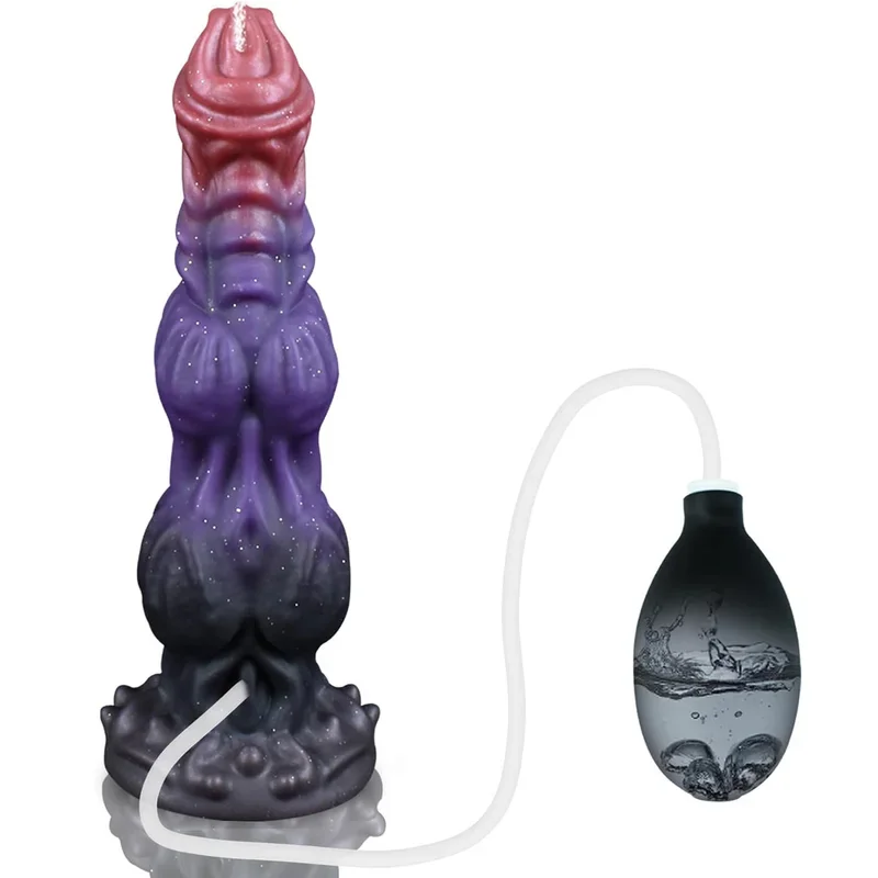 Large Dog Knot Ejaculating Dildo With Suction Cup Spray Function Silicone Animal Dildos Squirting Penis Sex Toys For Women Men