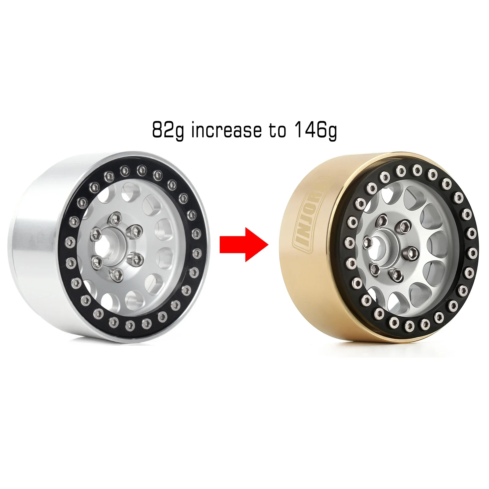 INJORA 4 Adet CNC Alüminyum Alaşım 1.9 Beadlock Jant 1/10 RC Paletli Araba Eksenel SCX10 90046 AXI03007 TRX4 VS4-10 Redcat Gen8