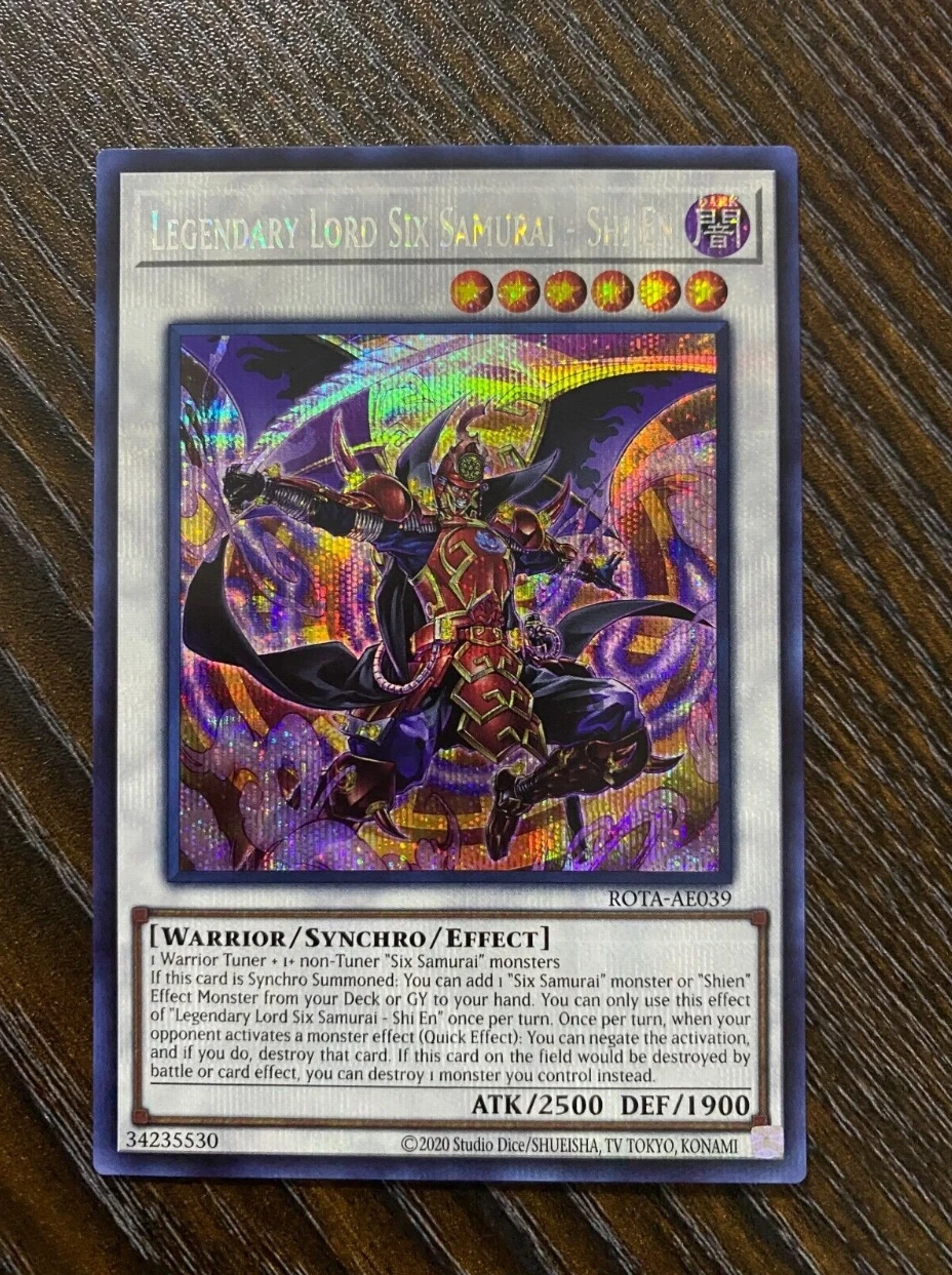 Yugioh KONAMI Duel Monsters ROTA-AE039 Señor legendario seis samurái - Shi En Secret Rare colección asiática en inglés Tarjeta de menta