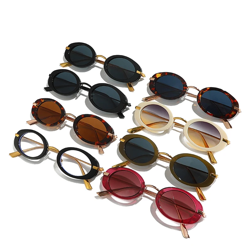 SO&EI Retro Small Oval Women Luxury Sunglasses Fashion Punk Men Trending Gradient Sun Glasses Shades UV400