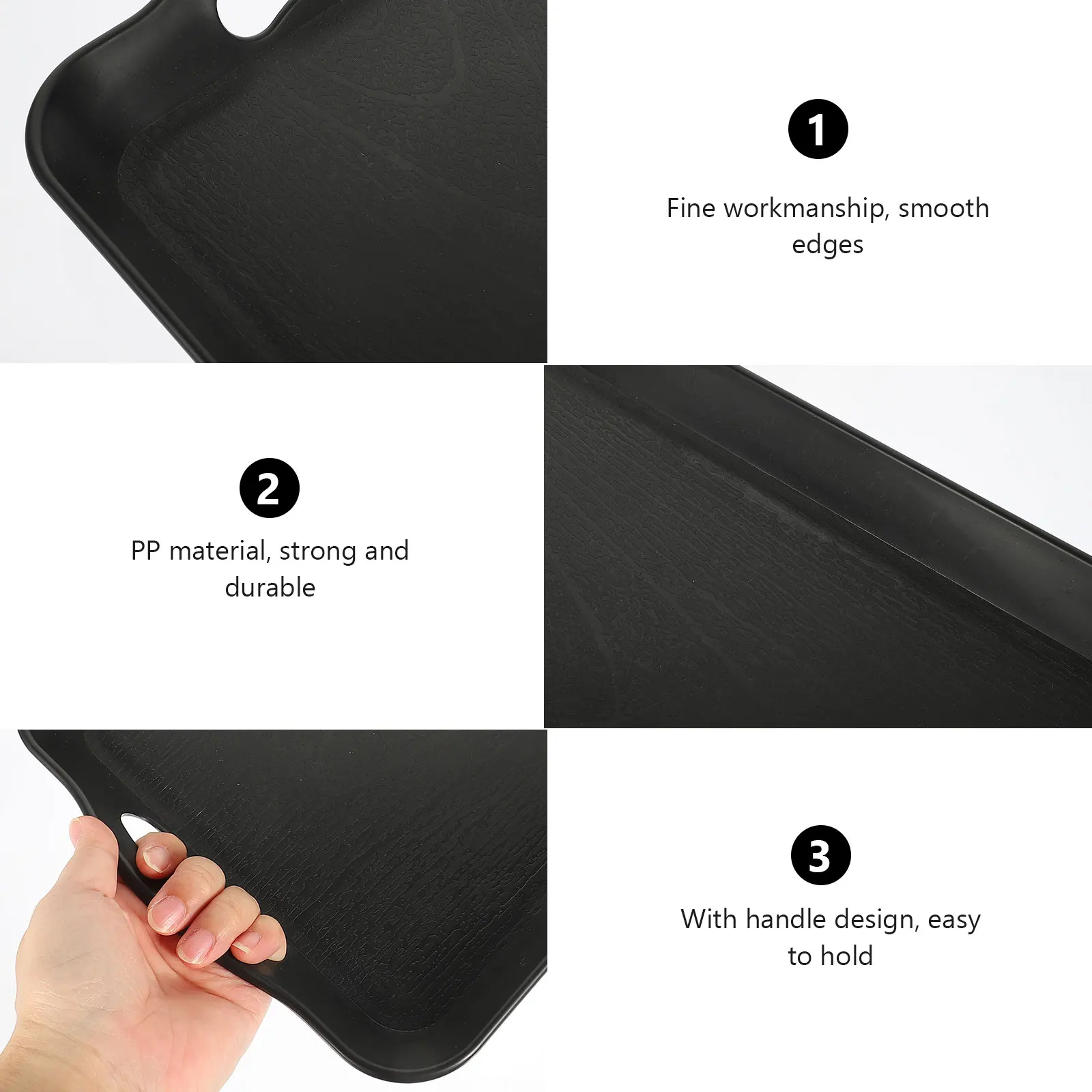 

Simple Color Double Handle Serving Tray Plastic Food Dessert Snack Cake Display Tray Trays for Eating Serving Platter