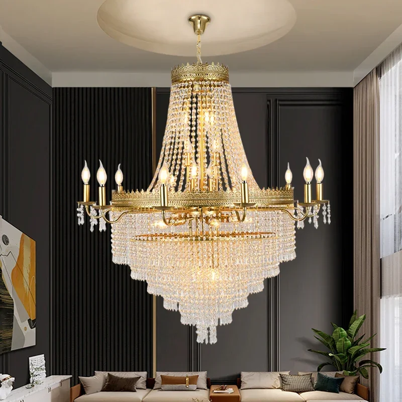 Luxury Crystal Chandelier For Living Room Staircase Creative Candle Design Lighting Fixture Led Home Decor Cristal Hanging Lamp