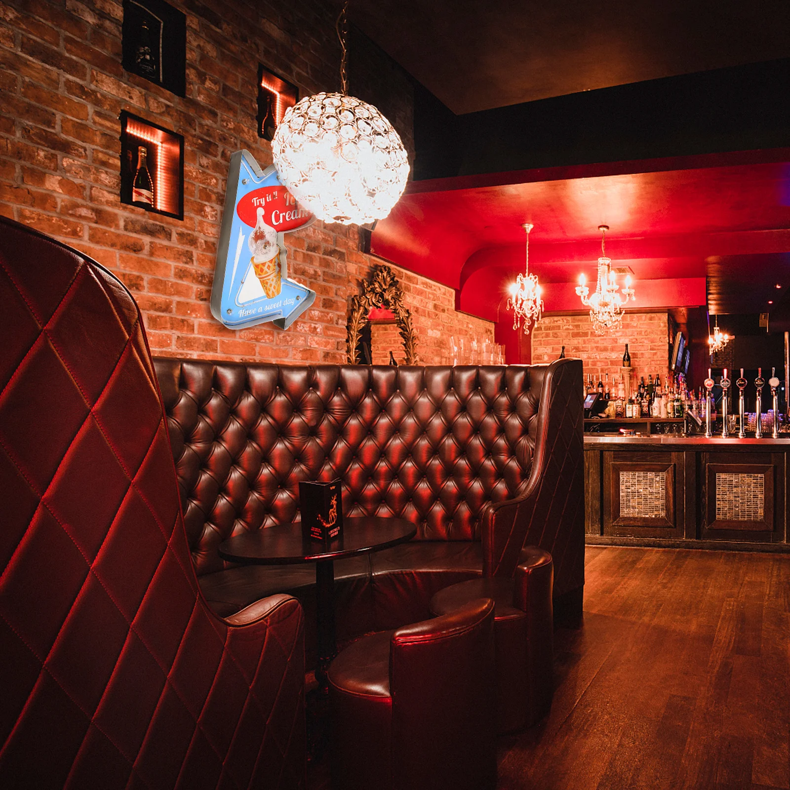 

1 шт. светодиодная световая доска в форме мороженого, креативный железный настенный декор для украшения сцены ресторана, светодиодная световая доска, настенный декор