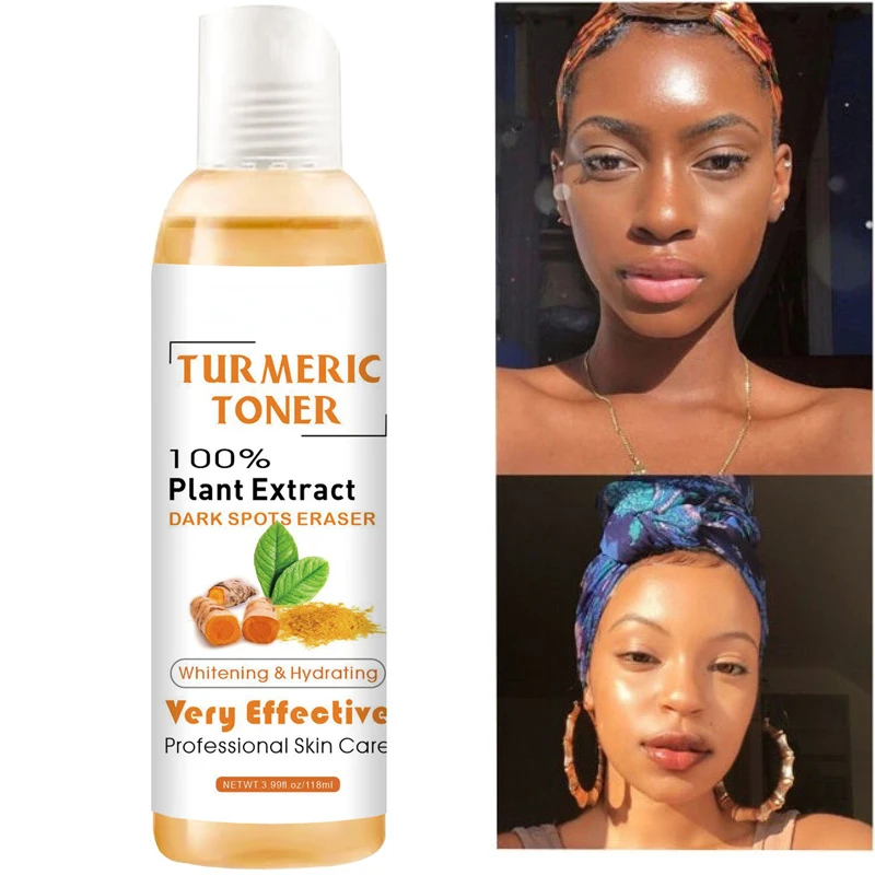 118ml Tumeric Dark Spots Toner Spots Eraser Corrector Turmeric Fade Blemishes Dark Spot Remover Acne Remover Toner for Dark Skin