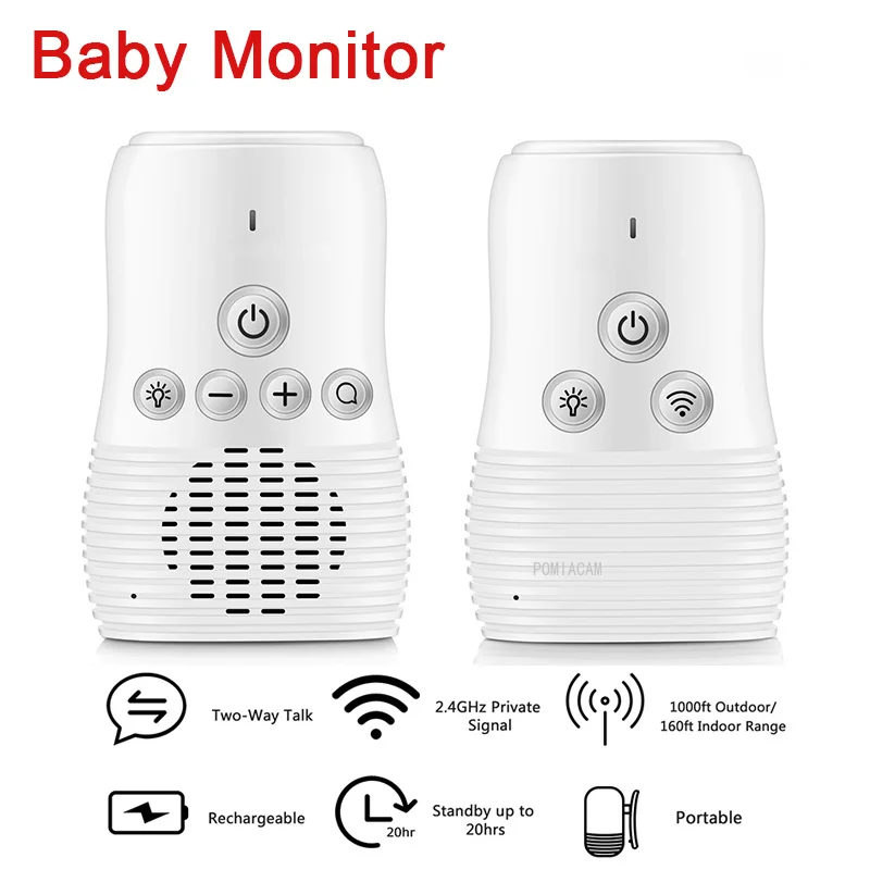 DBM-8 Baby Monitor Audio 2‑Way Talk VOX Mode Night Light 2.4G Wireless Baby Audio Monitor Rechargeable 20H Standby Portable